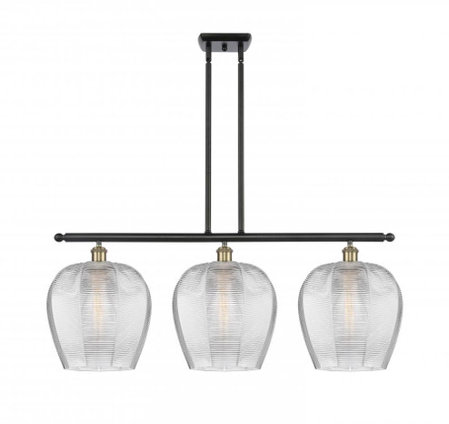 Norfolk - 3 Light - 38 inch - Black Antique Brass - Stem hung - Island Light (3442|516-3I-BAB-G462-12)