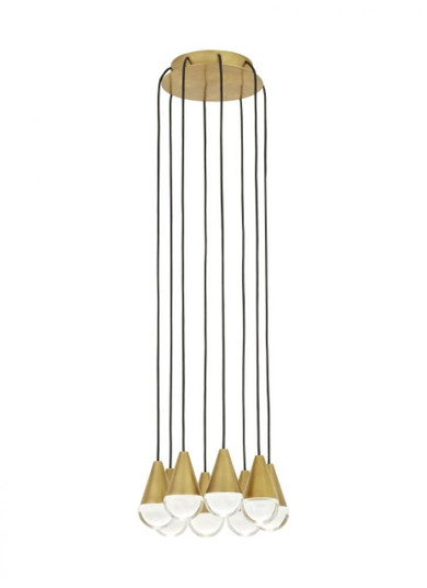 Modern Cupola dimmable LED 8-light Chandelier Ceiling Light in a Natural Brass/Gold Colored finish (7355|700TRSPCPA8RNB-LED930)