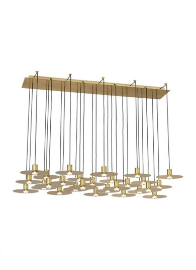 Modern Eaves dimmable LED 27-light in a Natural Brass/Gold Colored finish Ceiling Chandelier (7355|700TRSPEVS27TNB-LED930277)