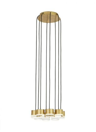 Modern Gable dimmable LED 8-light Ceiling Chandelier in a Natural Brass/Gold Colored finish (7355|700TRSPGBL8RNB-LED930)