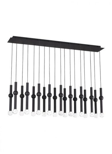 Modern Guyed dimmable LED 18-light Ceiling Chandelier in a Nightshade Black finish (7355|700TRSPGYD18TB-LED930120)