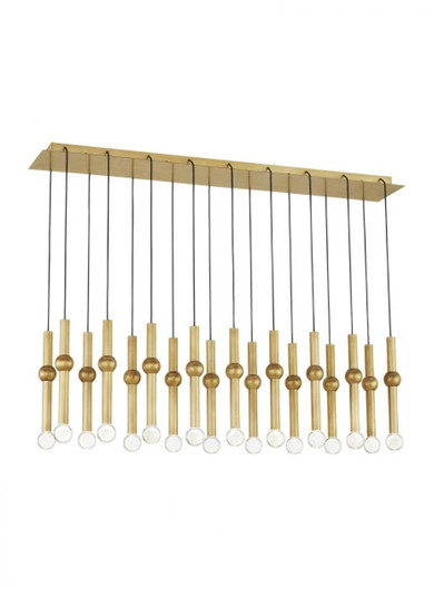 Modern Guyed dimmable LED 18-light Ceiling Chandelier in a Natural Brass/Gold Colored finish (7355|700TRSPGYD18TNB-LED930277)