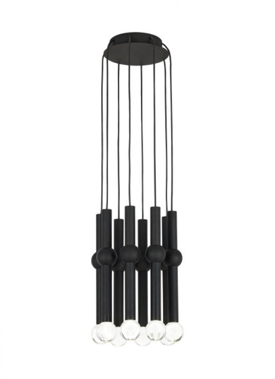 Modern Guyed dimmable LED 8-light Ceiling Chandelier in a Nightshade Black finish (7355|700TRSPGYD8RB-LED930)