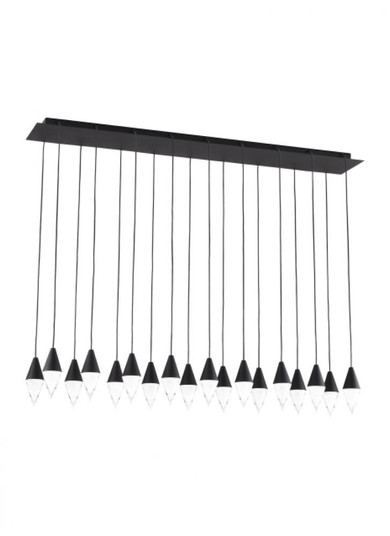 Modern Turret dimmable LED 18-light Ceiling Chandelier in a Nightshade Black finish (7355|700TRSPTRT18TB-LED930120)