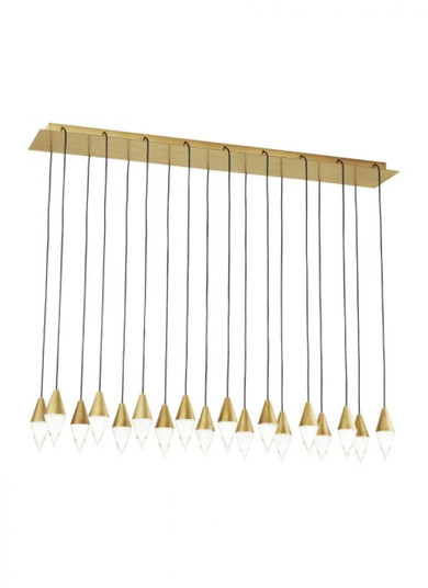 Modern Turret dimmable LED 18-light Ceiling Chandelier in a Natural Brass/Gold Colored finish (7355|700TRSPTRT18TNB-LED930120)