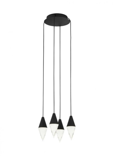 Modern Turret dimmable LED 4-light Ceiling Chandelier in a Nightshade Black finish (7355|700TRSPTRT4RB-LED930)