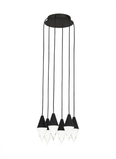 Modern Turret dimmable LED 6-light Ceiling Chandelier in a Nightshade Black finish (7355|700TRSPTRT6RB-LED930)