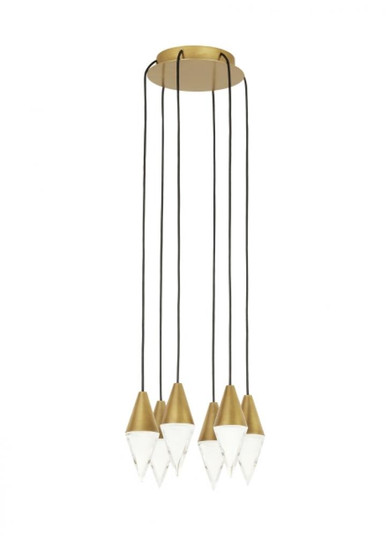 Modern Turret dimmable LED 6-light Ceiling Chandelier in a Natural Brass/Gold Colored finish (7355|700TRSPTRT6RNB-LED930)