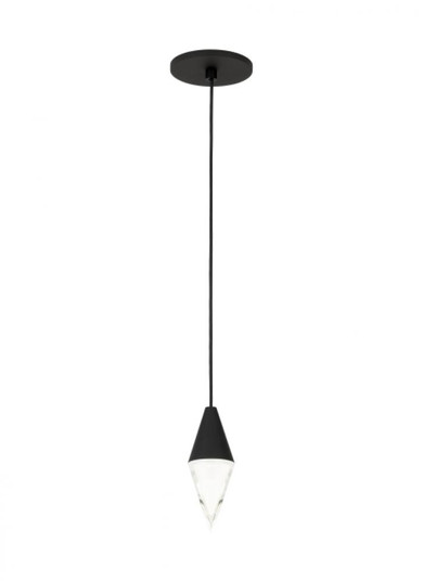 Modern Turret dimmable LED 1-light Ceiling Pendant in a Nightshade Black finish (7355|700TRSPTRT1RB-LED930)
