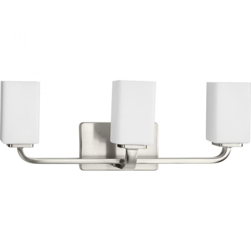 Cowan Collection Three-Light Modern Brushed Nickel Etched Opal Glass Bath Vanity Light (149|P300370-009)