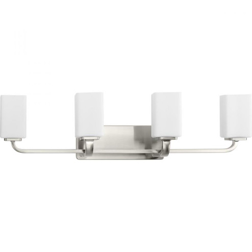 Cowan Collection Four-Light Modern Brushed Nickel Etched Opal Glass Bath Vanity Light (149|P300371-009)