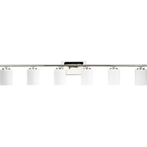 Replay Collection Six-Light Traditional Polished Nickel Etched White Glass Bath Vanity Light (149|P300385-104)