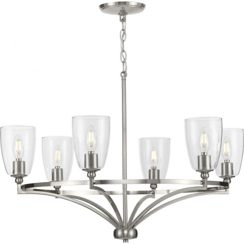 Parkhurst Collection Six-Light New Traditional Brushed Nickel Clear Glass Chandelier Light (149|P400297-009)