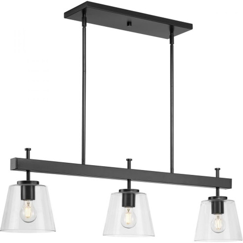 Saffert Collection Three-Light New Traditional Matte Black Clear Glass Linear Island Chandelier Ligh (149|P400298-31M)