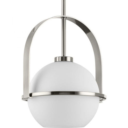 Delayne Collection One-Light Mid-Century Modern Brushed Nickel Etched Opal Glass Pendant Light (149|P500358-009)