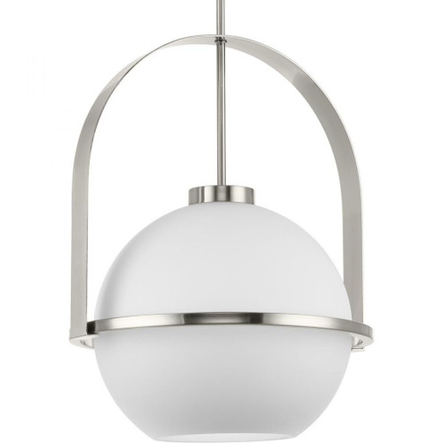 Delayne Collection One-Light Mid-Century Modern Brushed Nickel Etched Opal Glass Pendant Light (149|P500359-009)