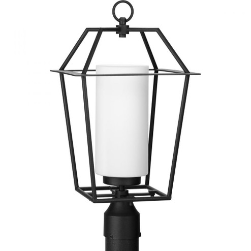 Chilton Collection One-Light New Traditional Textured Black Etched Opal Glass Outdoor Post Light (149|P540120-031)