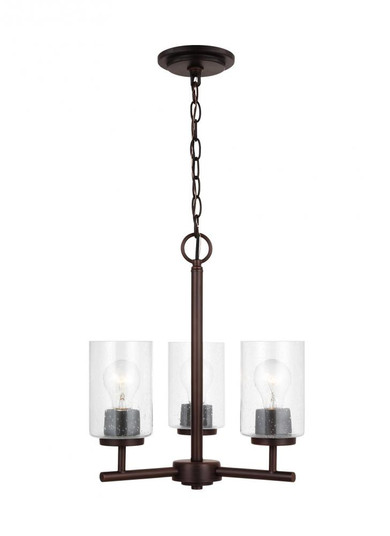Oslo indoor dimmable 3-light chandelier in a bronze finish with a clear seeded glass shade (38|31170-710)