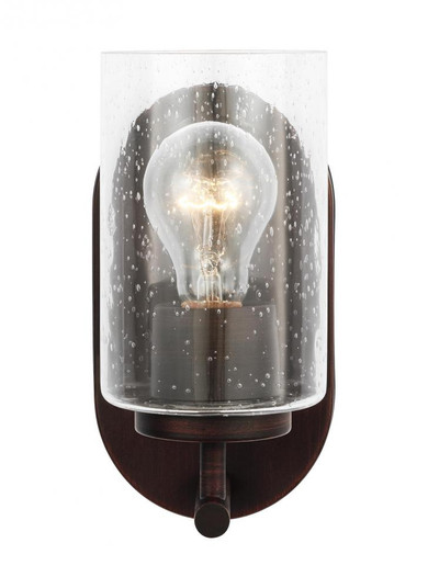 Oslo dimmable 1-light wall bath sconce in a bronze finish with clear seeded glass shade (38|41170-710)
