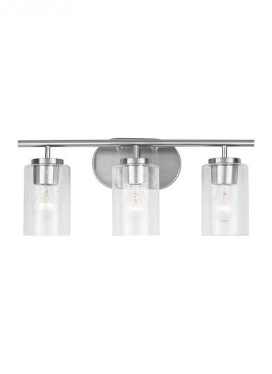 Oslo dimmable 3-light wall bath sconce in a brushed nickel finish with clear seeded glass shade (38|41172-962)
