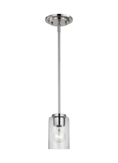 Oslo indoor dimmable 1-light mini pendant in a brushed nickel finish with a clear seeded glass shade (38|61170-962)