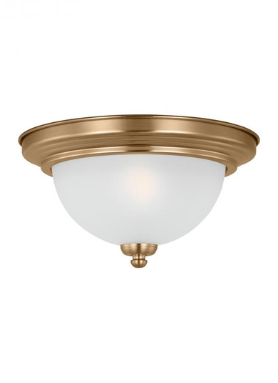 Geary traditional indoor dimmable 1-light ceiling flush mount in satin brass with a satin etched gla (38|77063-848)