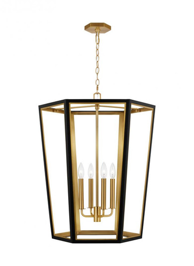 Curt traditional dimmable indoor medium 4-light lantern chandelier in a midnight black finish with g (7725|AC1094MBKBBS)