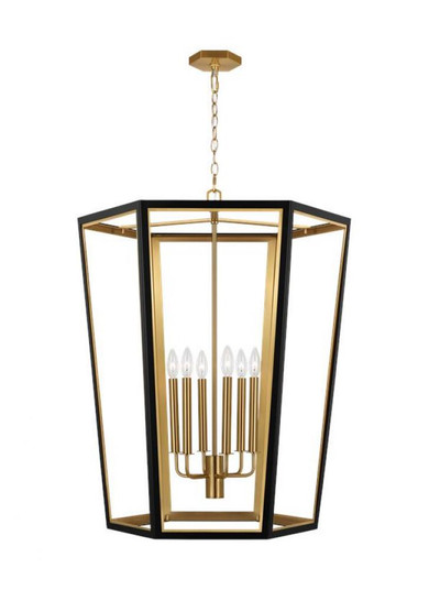 Curt traditional dimmable indoor large 6-light lantern chandelier in a midnight black finish with go (7725|AC1106MBKBBS)