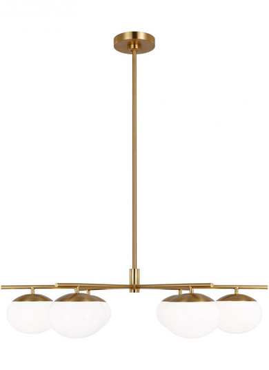 Lune modern large indoor dimmable 6-light chandelier in a burnished brass finish and milk white glas (7725|EC1246BBS)