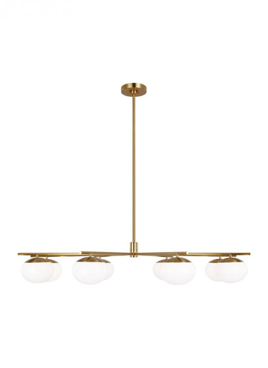 Lune modern extra large indoor dimmable eight light chandelier in a burnished brass finish and milk (7725|EC1258BBS)