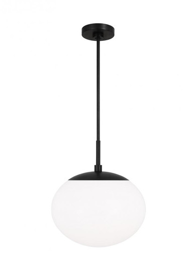 Lune modern mid-century large indoor dimmable 1-light pendant in an aged iron finish and milk white (7725|EP1341AI)