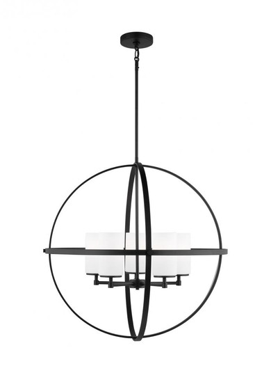 Alturas indoor dimmable 5-light single tier chandelier in midnight black finish with spherical steel (38|3124605-112)