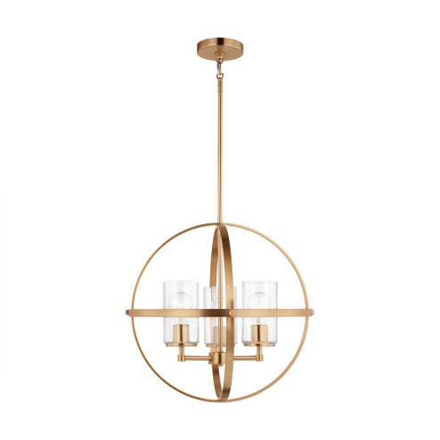Alturas indoor dimmable 3-light single tier chandelier in satin brass with spherical steel frame and (38|3124673-848)