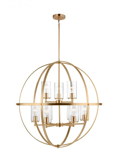 Alturas indoor dimmable 9-light multi-tier chandelier in satin brass finish with spherical steel fra (38|3124679-848)