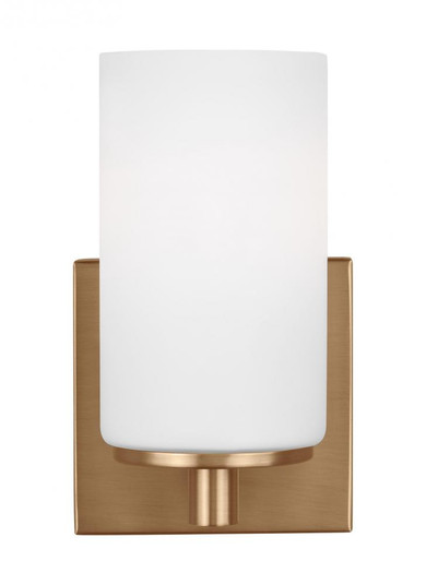 Hettinger traditional indoor dimmable 1-light wall bath sconce in a satin brass finish with etched w (38|4139101-848)