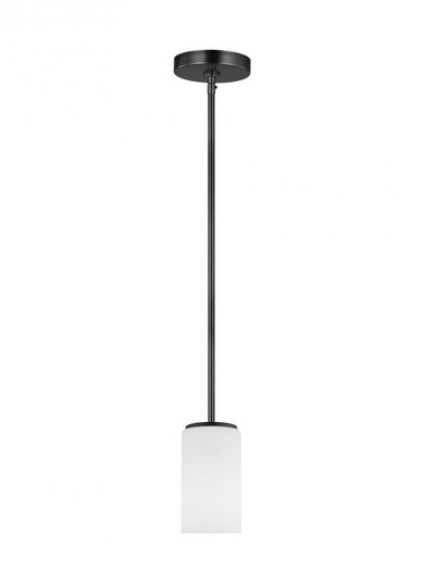 Alturas indoor dimmable LED 1-light mini pendant in a midnight black finish and etched white glass s (38|6124601EN3-112)