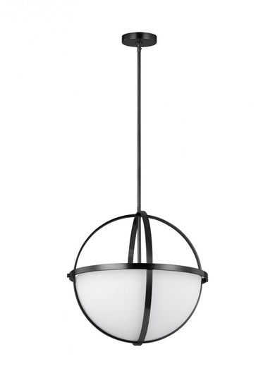 Alturas indoor dimmable LED 3-light pendant in a midnight black finish and etched white glass shades (38|6624603EN3-112)