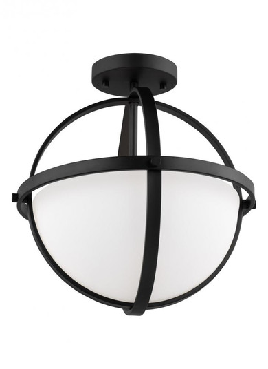 Alturas indoor dimmable LED 2-light semi-flush convertible pendant in a midnight black finish and et (38|7724602EN3-112)