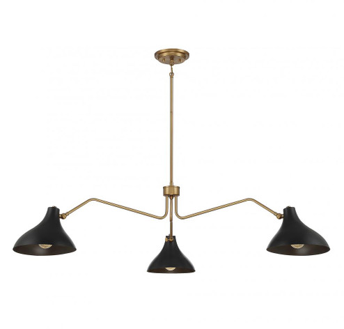 3-Light Pendant in Matte Black with Natural Brass (8483|M7019MBKNB)