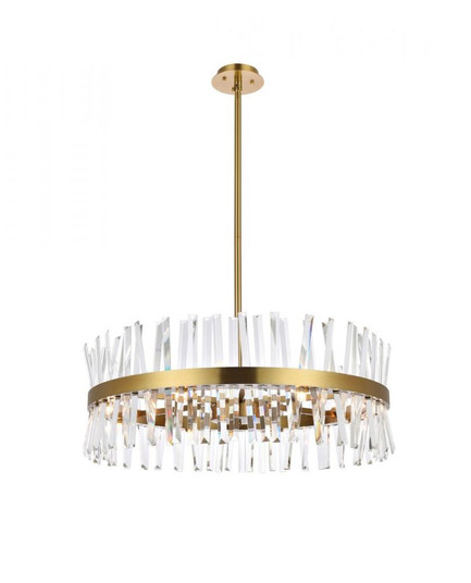Serephina 32 inch crystal round chandelier light in satin gold (758|6200D32SG)