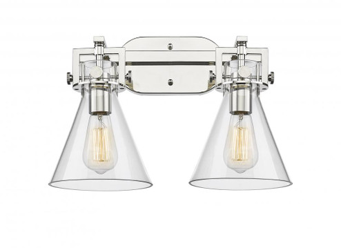 Newton Cone - 2 Light - 17 inch - Polished Nickel - Bath Vanity Light (3442|411-2W-PN-7CL)