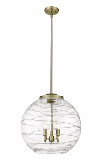Athens Deco Swirl - 3 Light - 18 inch - Antique Brass - Stem hung - Pendant (3442|221-3S-AB-G1213-18-LED)