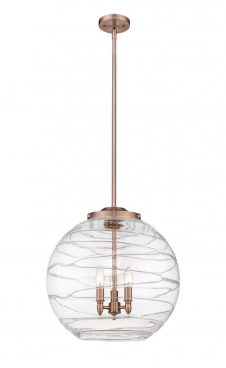 Athens Deco Swirl - 3 Light - 18 inch - Antique Copper - Stem hung - Pendant (3442|221-3S-AC-G1213-18-LED)