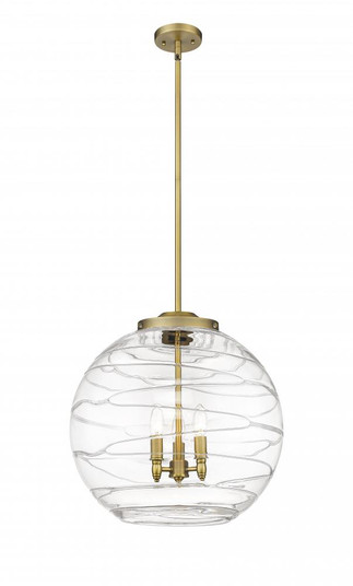Athens Deco Swirl - 3 Light - 18 inch - Brushed Brass - Stem hung - Pendant (3442|221-3S-BB-G1213-18-LED)