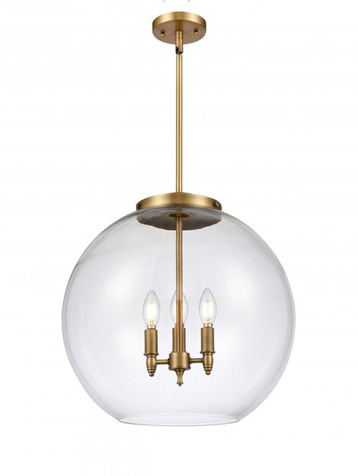 Athens - 3 Light - 18 inch - Brushed Brass - Stem hung - Pendant (3442|221-3S-BB-G122-18-LED)