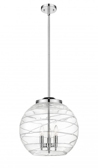 Athens Deco Swirl - 3 Light - 16 inch - Polished Chrome - Stem hung - Pendant (3442|221-3S-PC-G1213-16-LED)