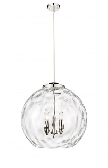 Athens Water Glass - 3 Light - 18 inch - Polished Nickel - Stem hung - Pendant (3442|221-3S-PN-G1215-18-LED)