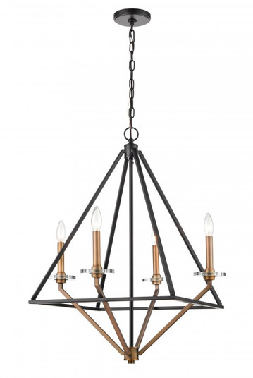Raleigh - 4 Light - 24 inch - Black Brushed Brass - Chain Hung - Chandelier (3442|331-4CR-BBG-BB-C35-LED)