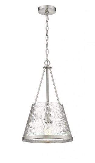 Lux - 1 Light - 12 inch - Brushed Satin Nickel - Chain Hung - Mini Pendant (3442|383-1S-SN-G384B-12CL-LED)