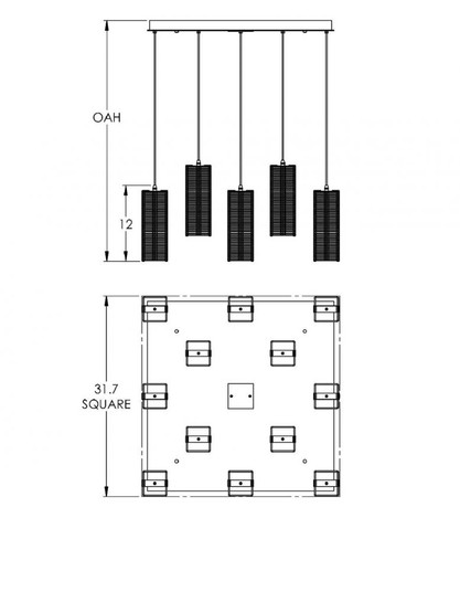 Downtown Mesh Square 12pc Multi-Pendant (1289|CHB0020-12-MB-F-C01-E2)